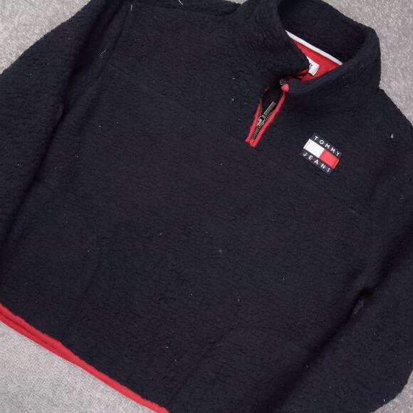 Womens Tommy Hilfiger Jeans High Pile Logo Small Blue Long Sleeve 1/4 Zip Jacket - Picture 8 of 10